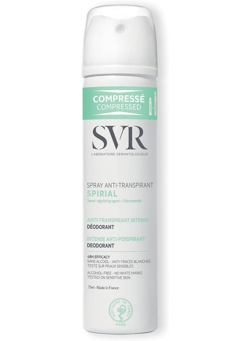 اس في أر بخاخ مزيل العرق المضاد للتعرق SVR Spiral Intense، خالٍ من الكحول ولا يترك بقعًا بيضاء، 75 مل - Image 1